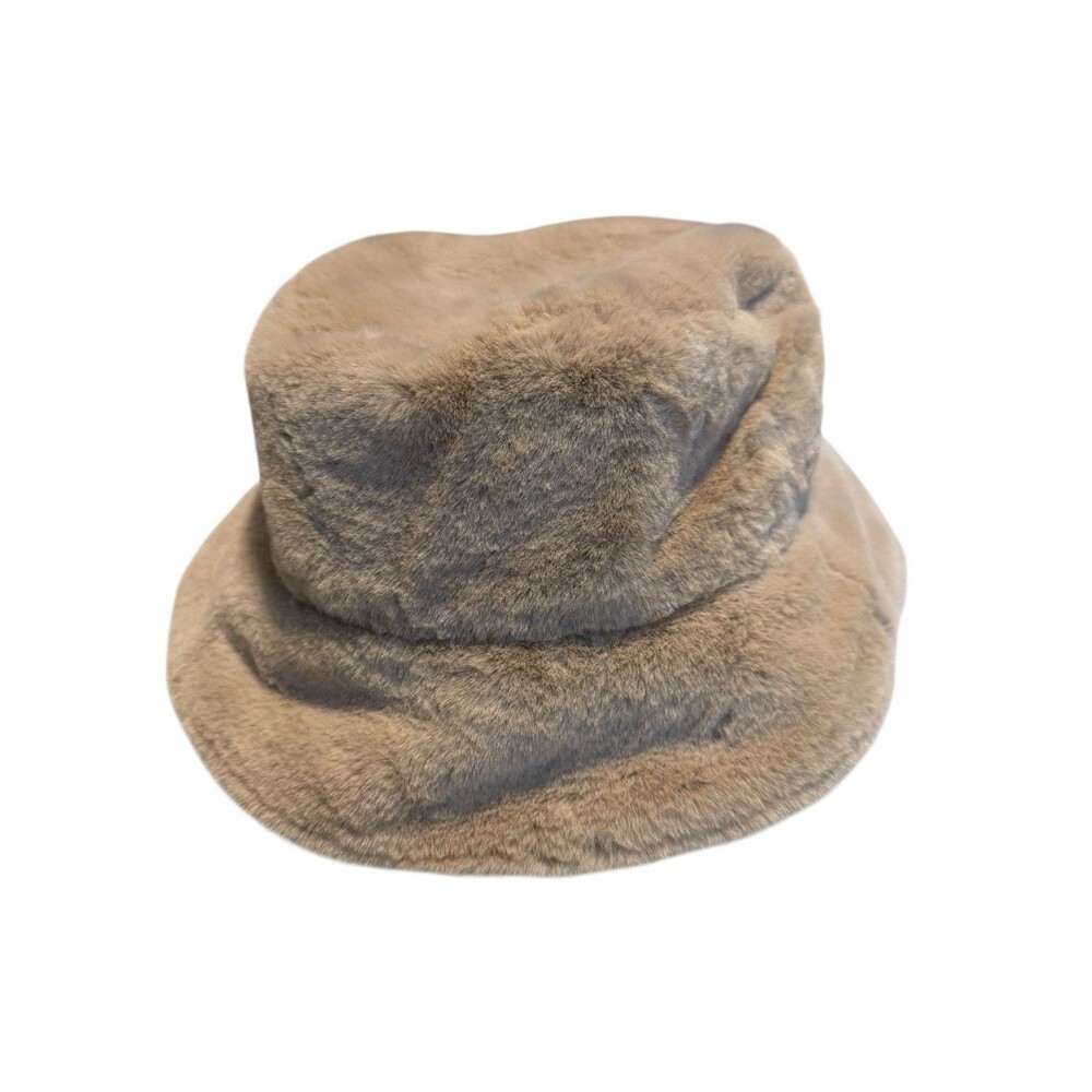 Sprigs Reversible Faux Fur Bucket Hat A615725 New Plaid Camel - Picture 4 of 5